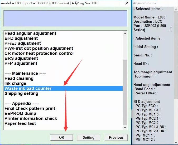 Hướng dẫn Reset couter máy in Epson L805 - Cis Bảo Tín